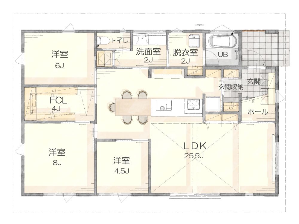 30坪3LDK平屋注文住宅間取り
