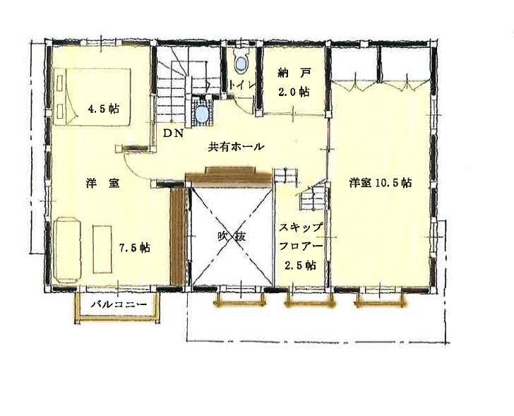 無垢の家間取り2階