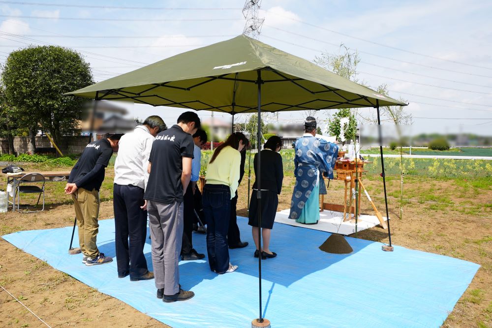 坂東市無添加無垢の家地鎮祭の様子
